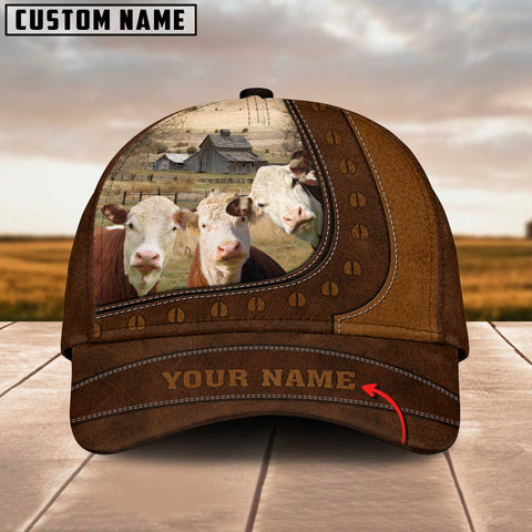 Joycorners Funny Hereford Cattle Customized Name Brown Cap