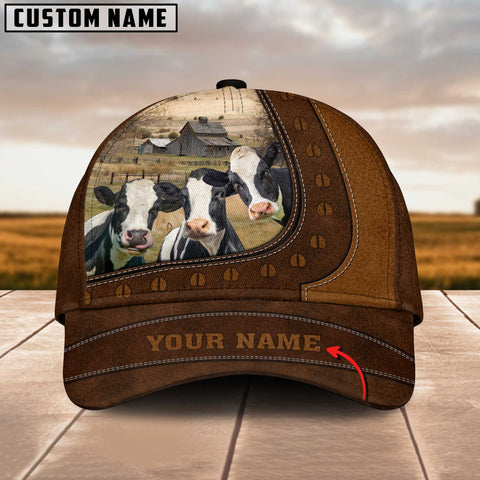 Joycorners Funny Holstein Cattle Customized Name Brown Cap
