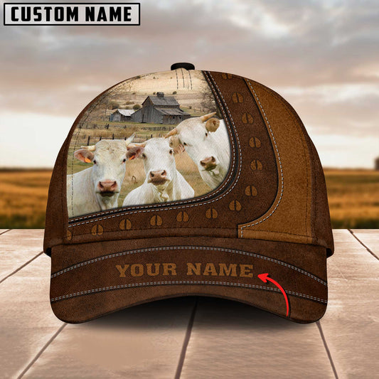 Joycorners Funny Charolais Cattle Customized Name Brown Cap