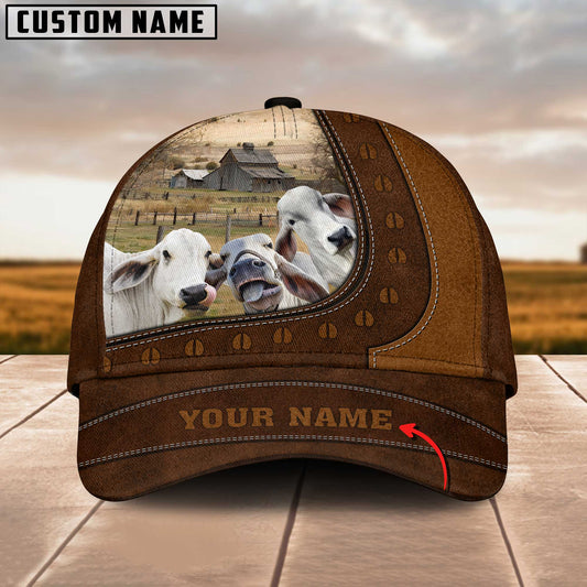 Joycorners Funny Brahman Cattle Customized Name Brown Cap