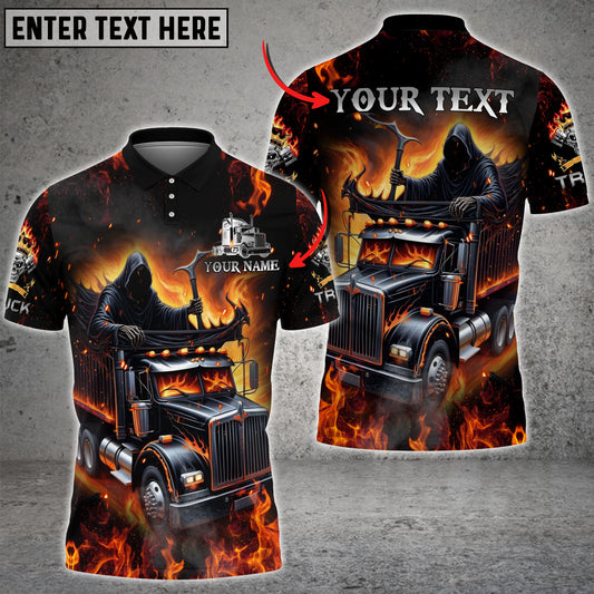 Joycorners Truck Flame Skull Personalized Name Shirt For Truck Driver