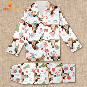 Joycorners Texas Longhorn Christmas Pattern 3D Pajamas