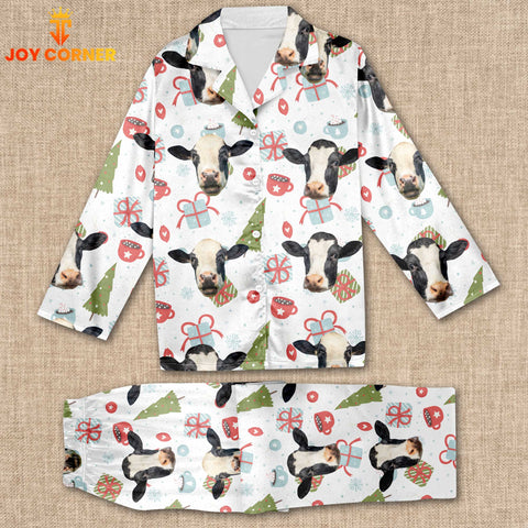Joycorners Holstein Cattle Christmas Pattern 3D Pajamas