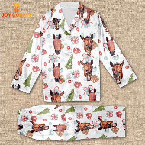 Joycorners Horse Christmas Pattern 3D Pajamas