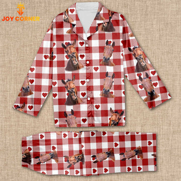 Joycorners Horse Cattle Gingham Pattern Pajamas