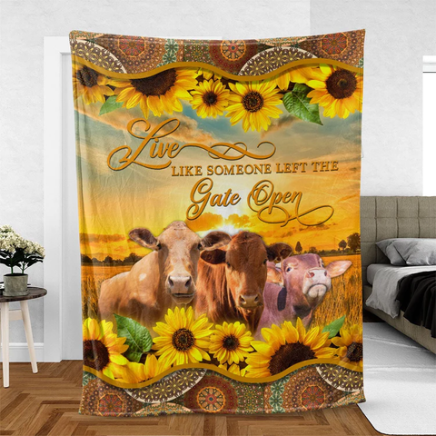 Joycorners Red Angus Cattle Personalized Name Blanket