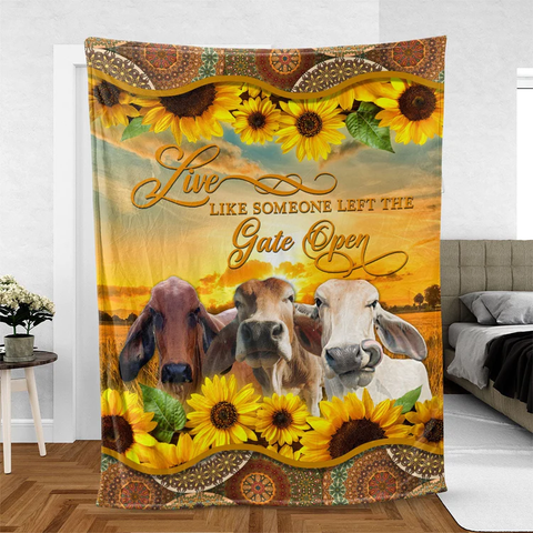 Joycorners Brahman Cattle Personalized Name Blanket