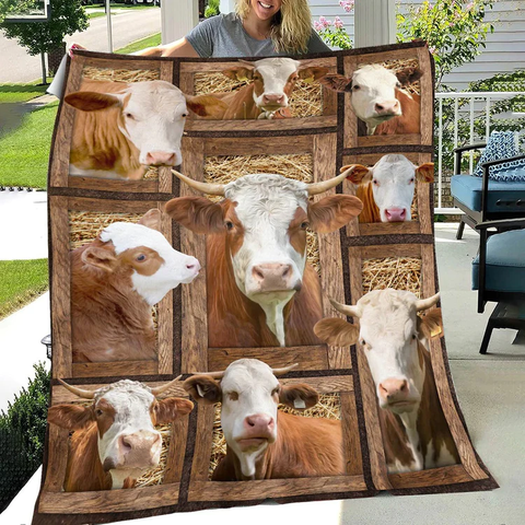 Joycorners Simmental Cattle Personalized Name Blanket