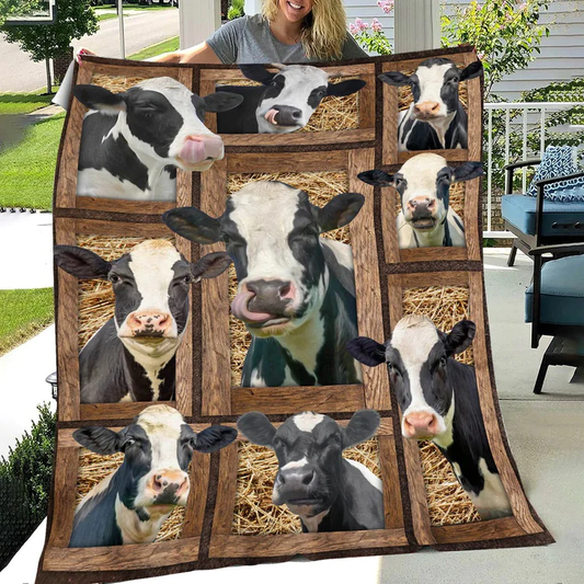 Joycorners Holstein Cattle Personalized Name Blanket