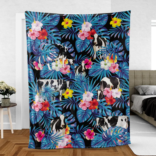 Joycorners Holstein Cattle Hawaiian Pattern Blanket