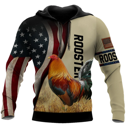 Joycorners Rooster U.S Flag 3D Design All Over Printed Shirts