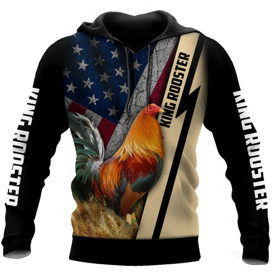 Joycorners Rooster U.S Flag 3D Design All Over Printed Shirts