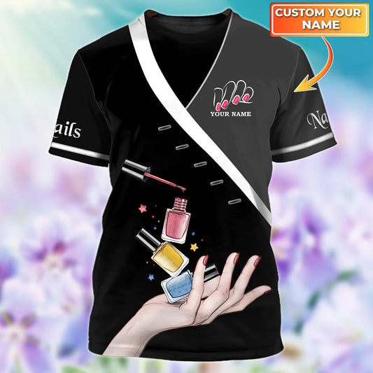 Nails - Personalized Name Gift for Nails Lovers, Nails Salon Uniform 3D Shirt