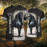 Joycorners Love Horse Black Custom Name 3D Shirts