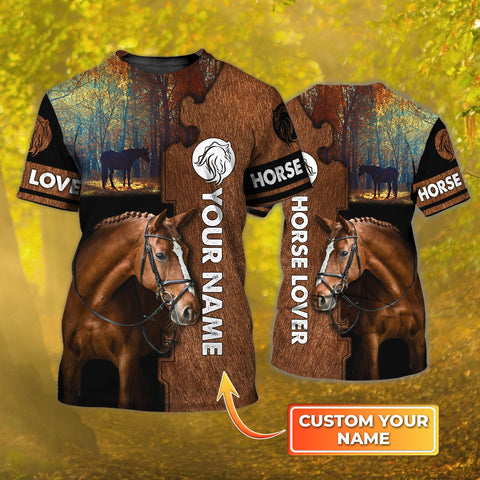 Joycorners Love Brown Horse 2 Custom Name 3D Shirts