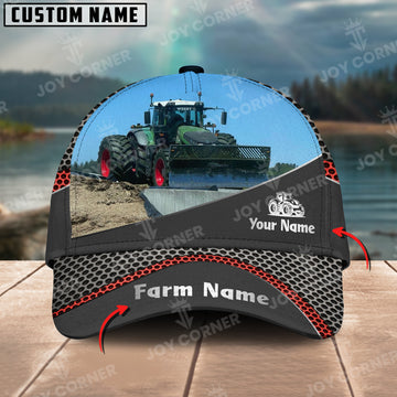 Joycorners Tractor Customized Name And Farm Name Metal 3D Classic Cap For Weert