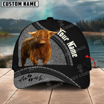 Joycorners Highland Gray Black Customized Name 3D Classic Cap