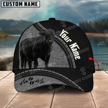 Joycorners Black Angus Gray Black Customized Name 3D Classic Cap