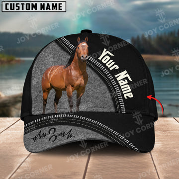 Joycorners Horse Gray Black Customized Name 3D Classic Cap