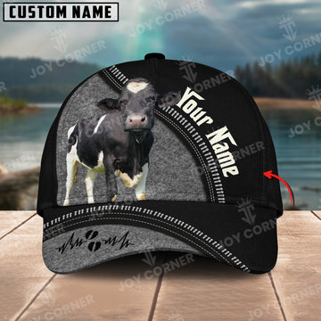 Joycorners Holstein Gray Black Customized Name 3D Classic Cap