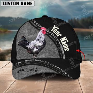 Joycorners Chicken Gray Black Customized Name 3D Classic Cap