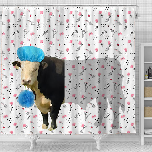 Joy Corners Black Hereford 3D Shower Curtain