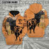 Joycorners Farm Personalized Name Black Angus Leather Pattern 3D Printed Hoodie