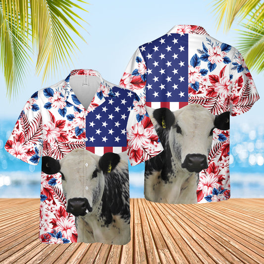 Joy Corners Speakle Park US Flag Flower 3D Hawaiian Shirt