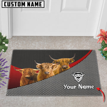 Joycorners Highland Cattle Metal Pattern Doormat