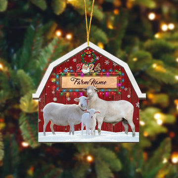 Joycorners Katahdin Sheep Lovers Christmas Gift Red Barn Custom Shape Acrylic Ornament