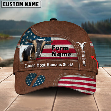 Joycorners Nigerian Dwarf Goat US Flag Customized Name And Farm Name Cap KH