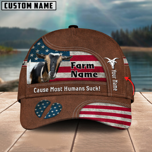 Joycorners Nigerian Dwarf Goat US Flag Customized Name And Farm Name Cap KH