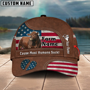 Joycorners Beefmaster US Flag Customized Name And Farm Name Cap