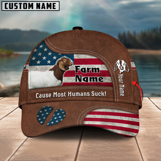 Joycorners Boer Goat US Flag Customized Name And Farm Name Cap