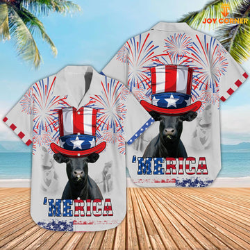 Joy Corners Black Angus Patriot Day 3D Hawaiian Shirt