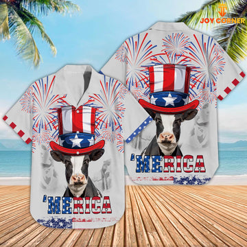 Joy Corners Holstein Cattle Patriot Day 3D Hawaiian Shirt