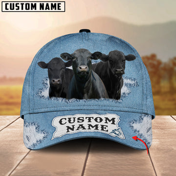 Joycorners Custom Name Black Angus Jeans Pattern 3D Classic Cap