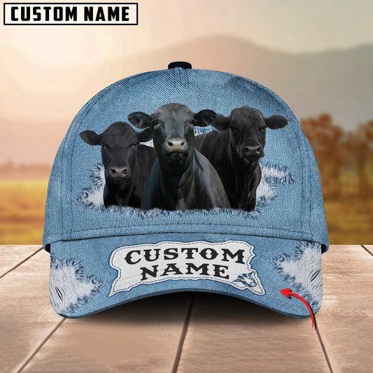 Joycorners Custom Name Black Angus Jeans Pattern 3D Classic Cap