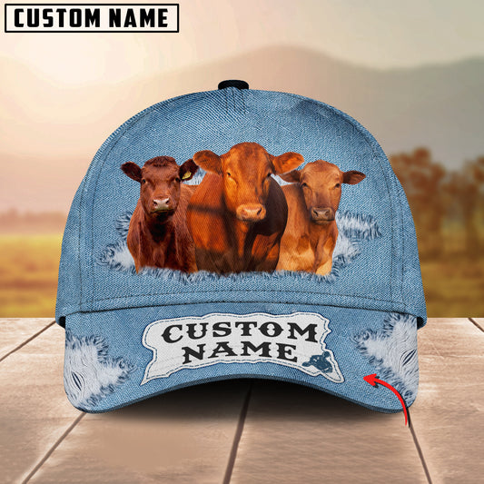 Joycorners Custom Name Red Angus Jeans Pattern 3D Classic Cap