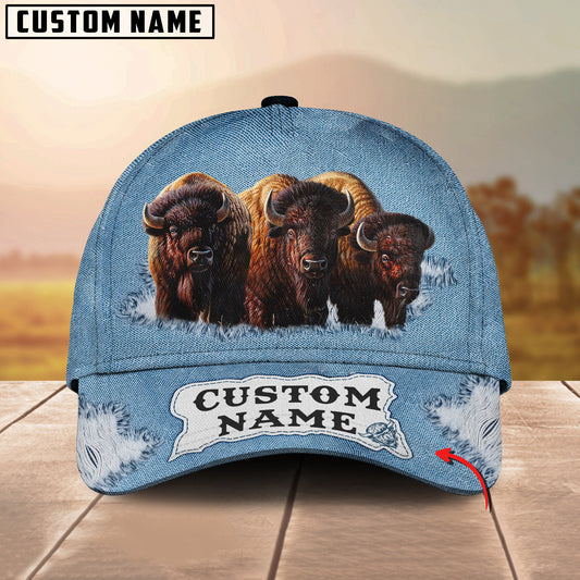 Joycorners Custom Name Bison Jeans Pattern 3D Classic Cap