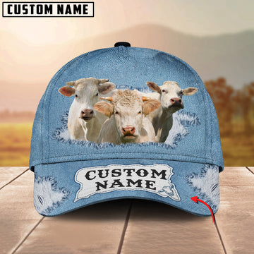 Joycorners Custom Name Charolais Jeans Pattern 3D Classic Cap