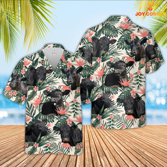 Joy Corners Black Angus Cattle 3D Hawaiian Flower Shirt