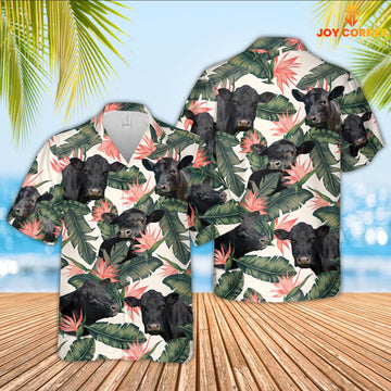 Joy Corners Black Angus Cattle 3D Hawaiian Flower Shirt