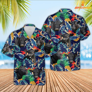 Joy Corners Black Angus Cattle 3D Hawaiian Flower Shirt