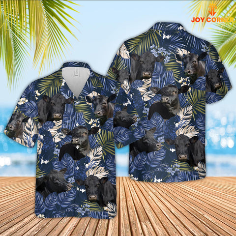 Joy Corners Black Angus Cattle 3D Hawaiian Flower Shirt