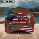Joycorners Black Gelbvieh Bull US Flag Customized Name And Farm Name Cap