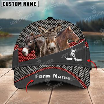 Joycorners Mules Customized Name And Farm Name Metal 3D Classic Cap