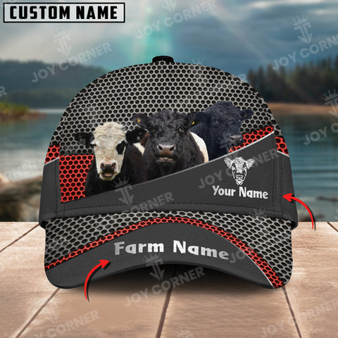 Joycorners Belted Galloway Customized Name And Farm Name Metal 3D Classic Cap