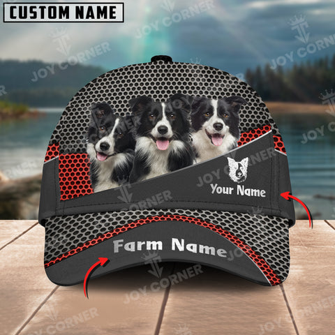 Joycorners Border Collie Customized Name And Farm Name Metal 3D Classic Cap