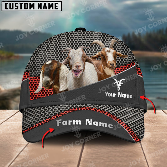 Joycorners Goat Customized Name And Farm Name Metal 3D Classic Cap